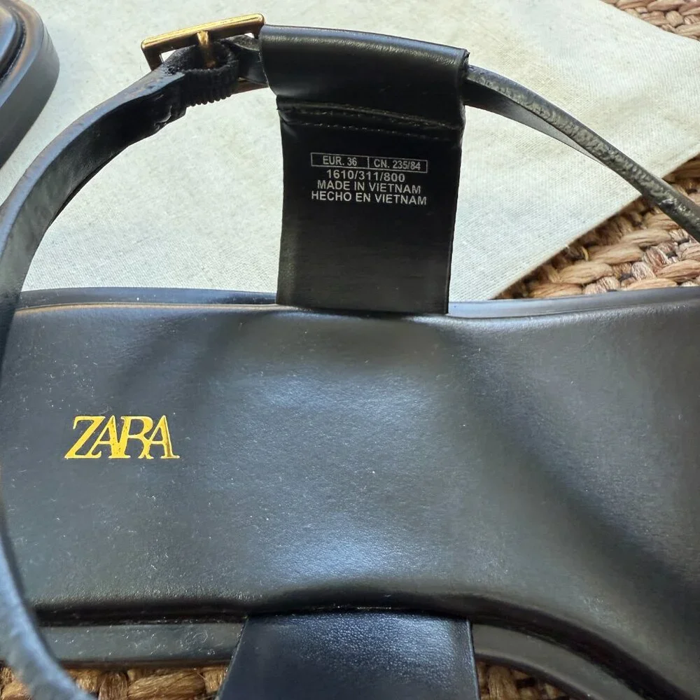 Zara Flat Strappy Sandals With Metal Adornment - Picture 3 of 6